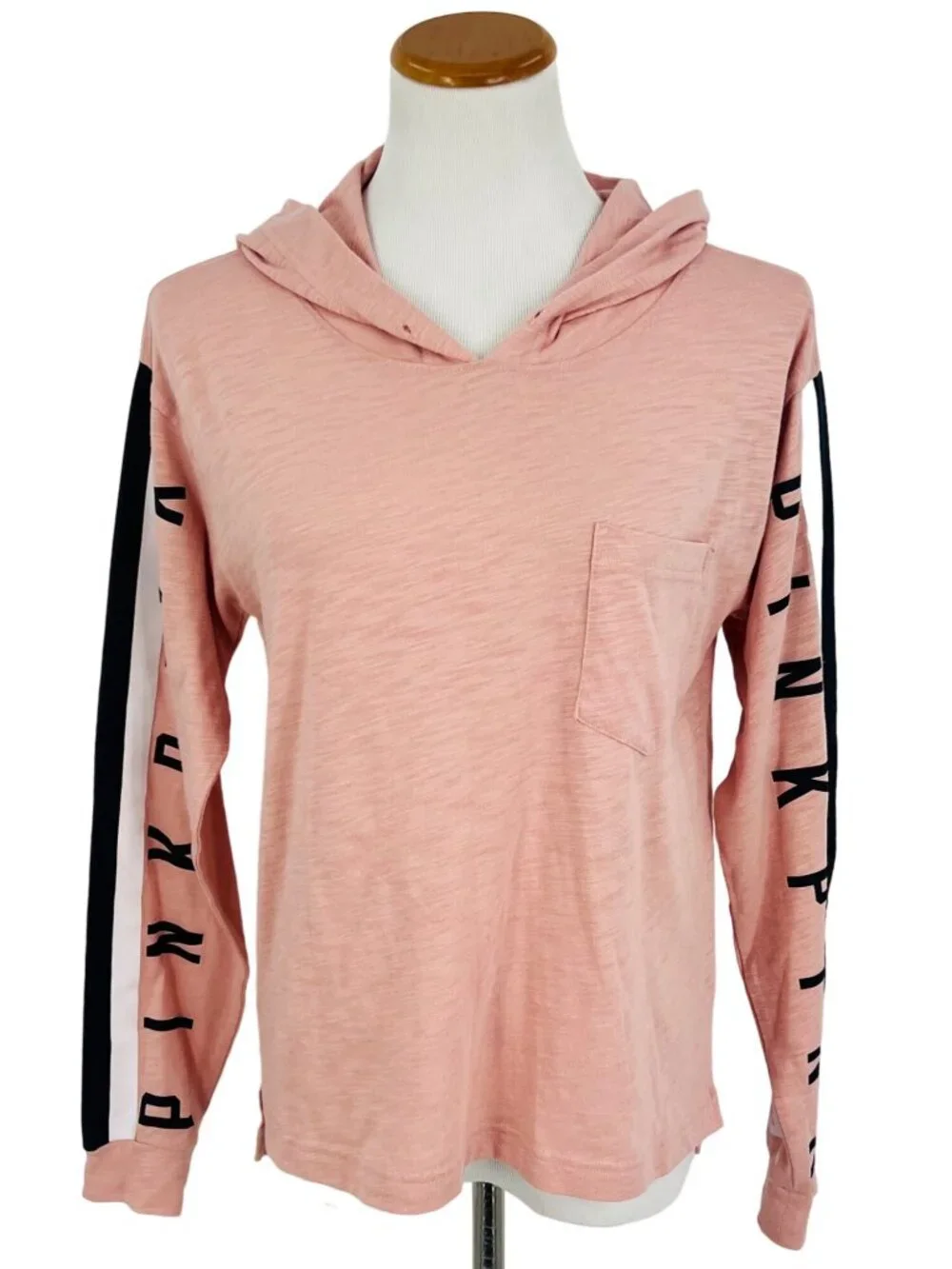 Victoria’s Secret PINK Hooded Blush Logo Top | Athleisure Y2K10s Tumblr Athletic - Picture 11 of 12